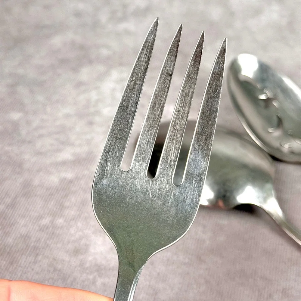 Oneida Community Stainless Twin Star Serving Slotted Spoon Ladle Fork 3 pc Set